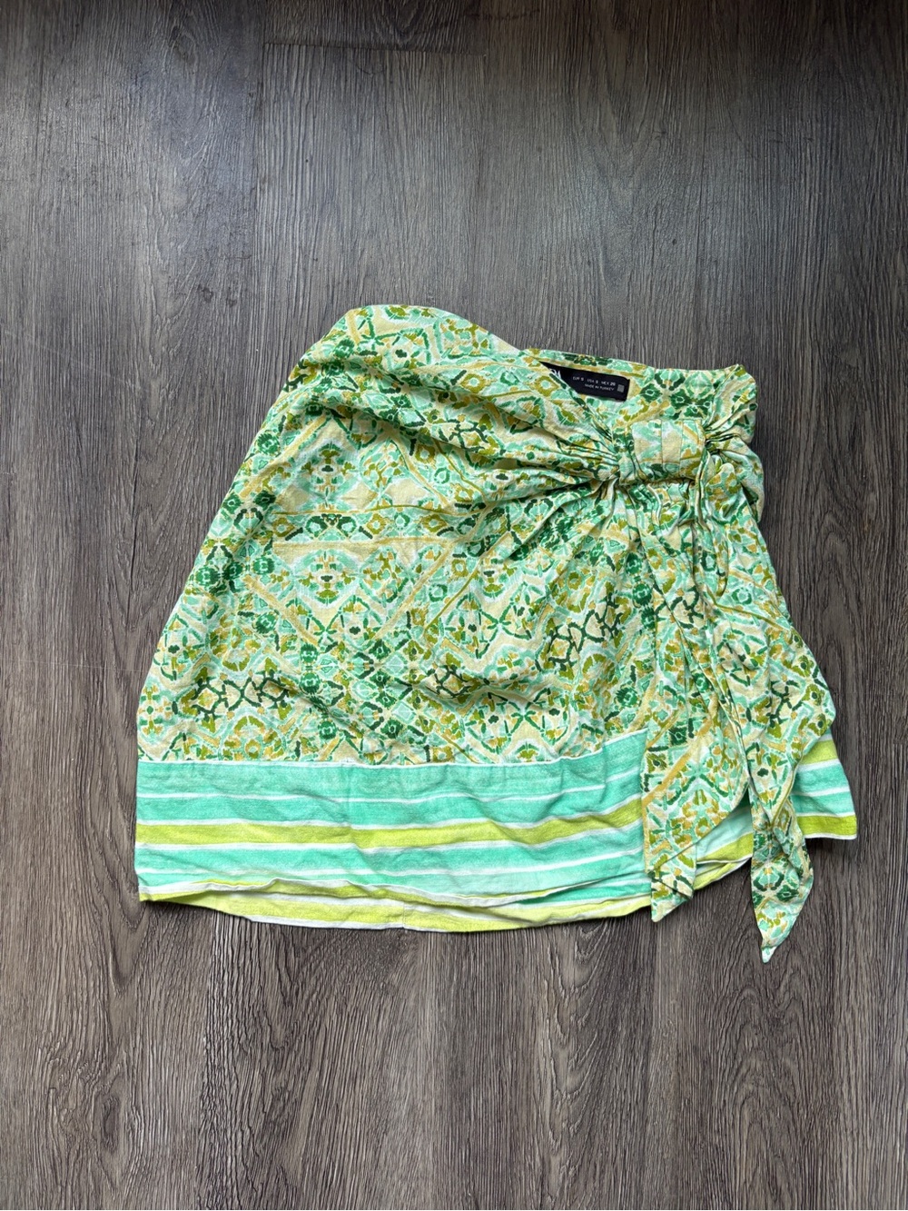 Zara Green & Yellow Floral Geometric Print Skirt | Coastal